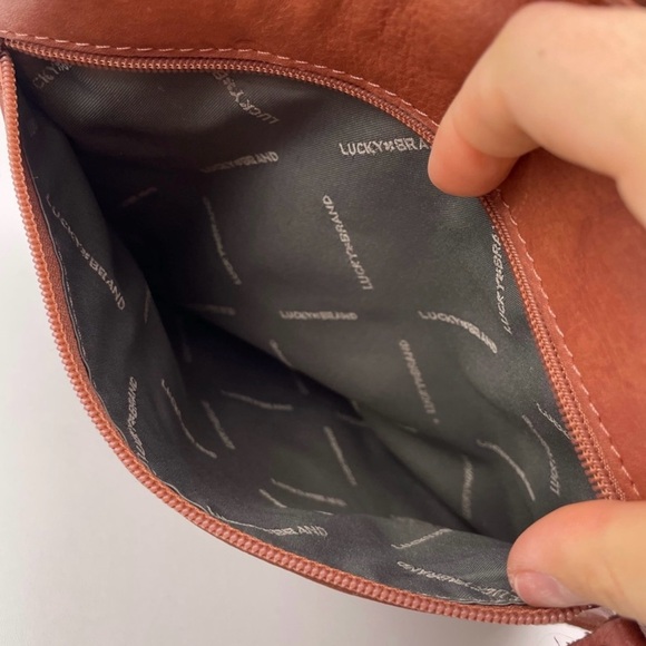 Lucky Brand Maka Brown Leather Crossbody Purse Walnut - Picture 6 of 10